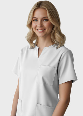 Panda Uniform Women's Three Pocket Split Neck Nursing Scrub Top