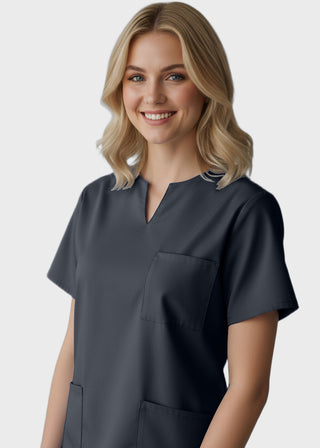 Panda Uniform Women's Three Pocket Split Neck Nursing Scrub Top