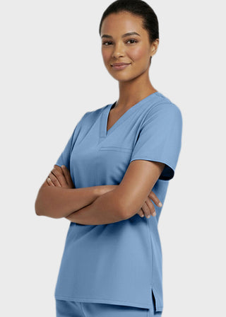 Panda Uniform Women's V-Neck Single Pocket Scrub Top