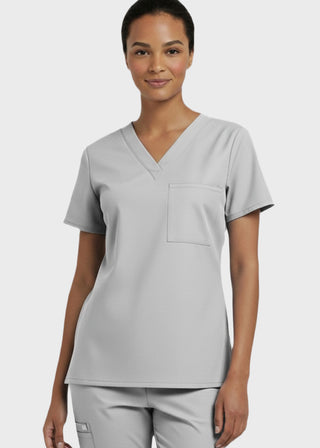 Panda Uniform Women's V-Neck Single Pocket Scrub Top