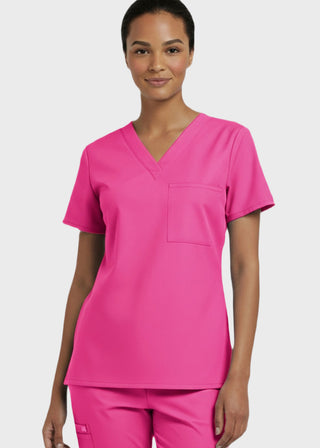 Panda Uniform Women's V-Neck Single Pocket Scrub Top