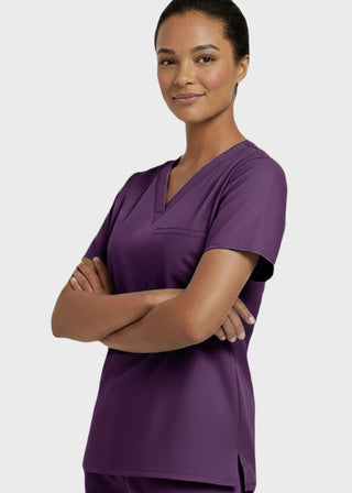 Panda Uniform Women's V-Neck Single Pocket Scrub Top