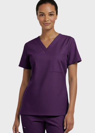 Panda Uniform Women's V-Neck Single Pocket Scrub Top