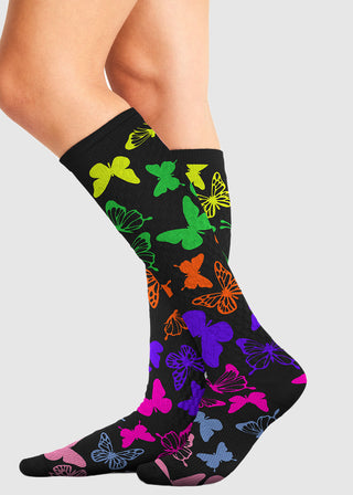 Cherokee Legwear Women's Compression Socks in Anti Social Butterflies