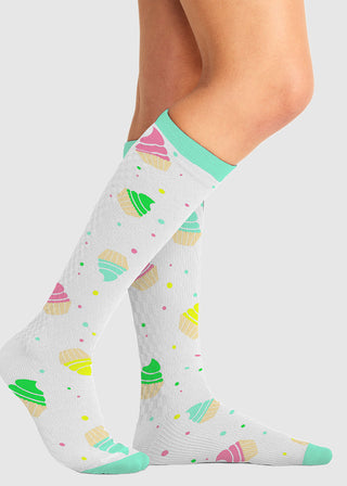 Cherokee Legwear Women's Compression Socks in Cupcake Party