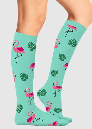 Cherokee Legwear Women's Compression Socks in Flamingo Life