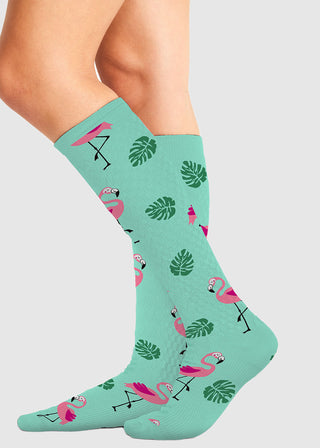 Cherokee Legwear Women's Compression Socks in Flamingo Life