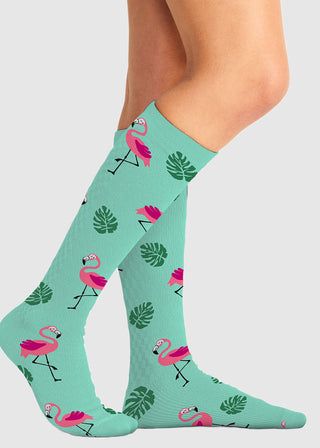 Cherokee Legwear Women's Compression Socks in Flamingo Life