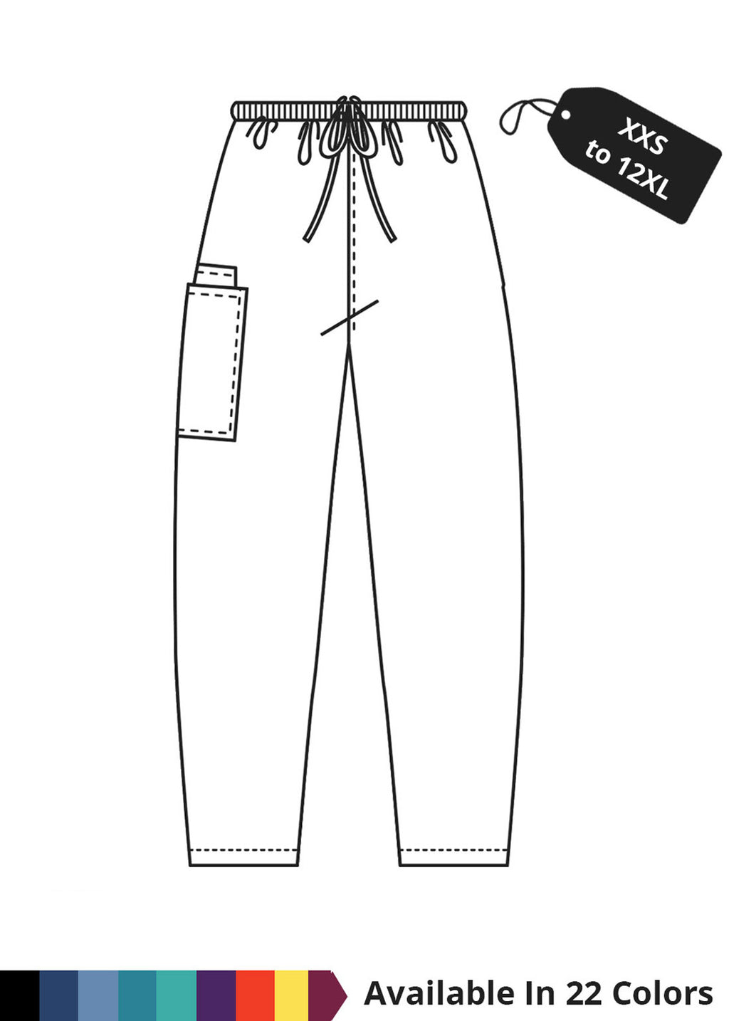 PU Made to Order Unisex Single Pocket Drawstring Scrub Pants