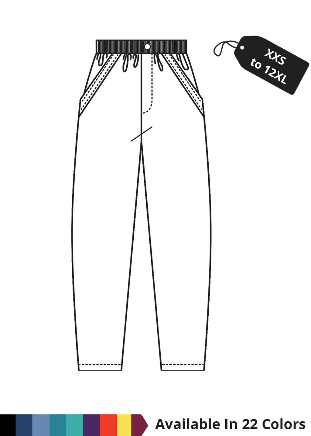 PU Made to Order Unisex Elastic Back Front Drawstring Scrub Pants