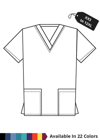 Made To Order Women's 28.5 Inches Two Pocket V-Neck Basic Nurse Scrub Top