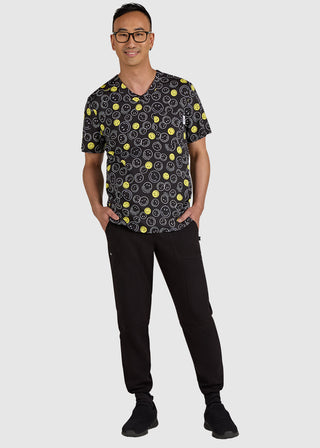Koi SmileyWorld Confident Men's Doing Great Print Scrub Top