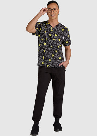 Koi SmileyWorld Confident Men's Doing Great Print Scrub Top