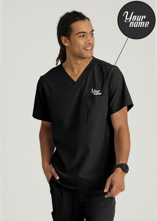 Free Embroidery Men's Structure Crossover V-neck Basic Scrub Top