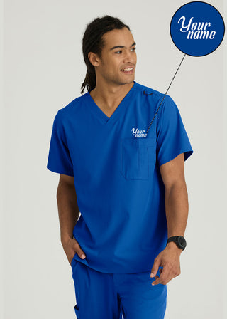 Free Embroidery Men's Structure Crossover V-neck Basic Scrub Top