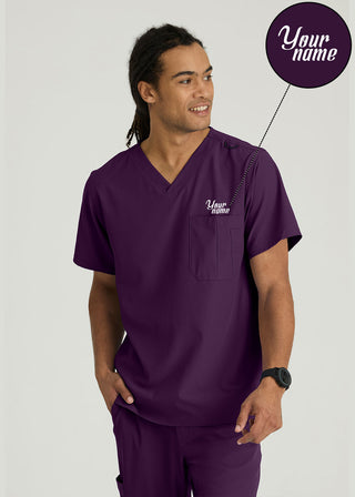 Free Embroidery Men's Structure Crossover V-neck Basic Scrub Top