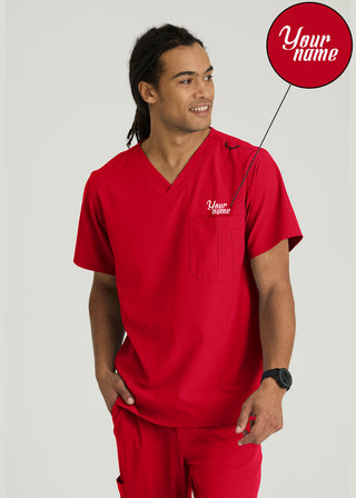 Free Embroidery Men's Structure Crossover V-neck Basic Scrub Top