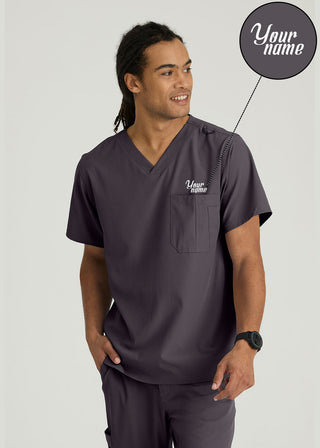 Free Embroidery Men's Structure Crossover V-neck Basic Scrub Top