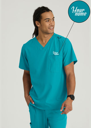 Free Embroidery Men's Structure Crossover V-neck Basic Scrub Top