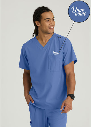 Free Embroidery Men's Structure Crossover V-neck Basic Scrub Top