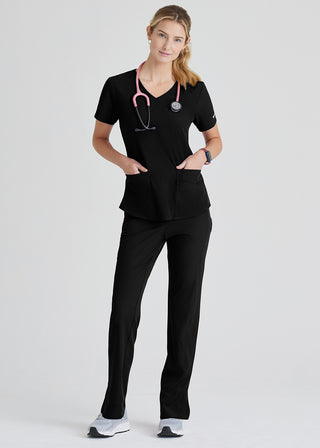 Free Embroidery Women's Vitality V-neck Basic Scrubs Top