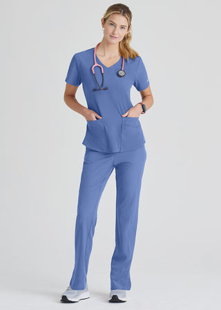 Free Embroidery Women's Vitality V-neck Basic Scrubs Top