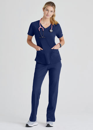 Free Embroidery Women's Vitality V-neck Basic Scrubs Top