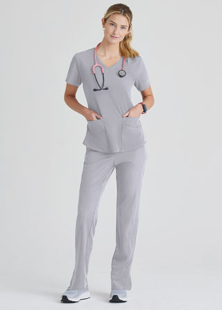 Free Embroidery Women's Vitality V-neck Basic Scrubs Top