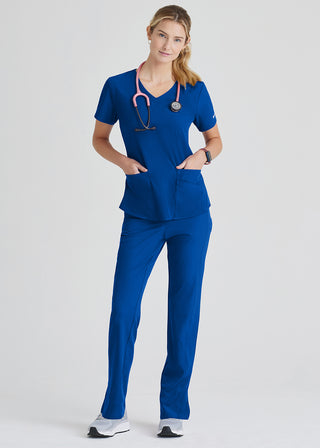 Free Embroidery Women's Vitality V-neck Basic Scrubs Top