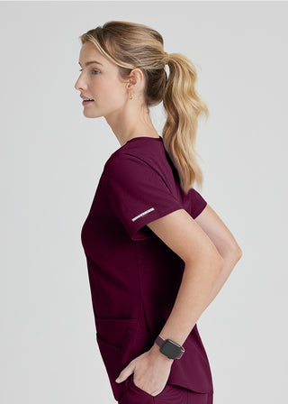 Free Embroidery Women's Vitality V-neck Basic Scrubs Top