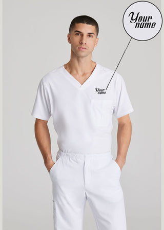 Free Embroidery Men's Structure Crossover V-neck Basic Scrub Top