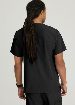 Free Embroidery Men's Structure Crossover V-neck Basic Scrub Top