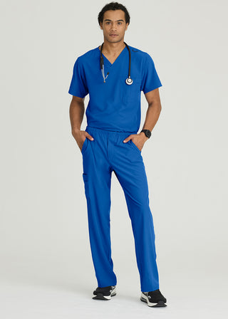 Free Embroidery Men's Structure Crossover V-neck Basic Scrub Top
