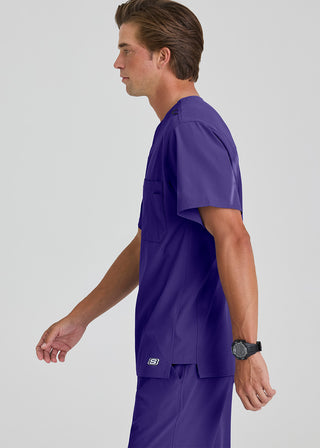 Free Embroidery Men's Structure Crossover V-neck Basic Scrub Top