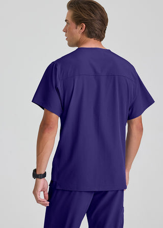 Free Embroidery Men's Structure Crossover V-neck Basic Scrub Top