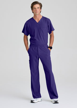 Free Embroidery Men's Structure Crossover V-neck Basic Scrub Top
