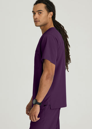 Free Embroidery Men's Structure Crossover V-neck Basic Scrub Top