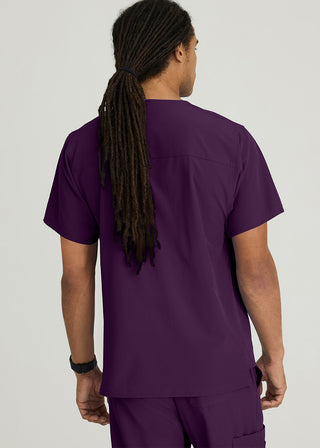 Free Embroidery Men's Structure Crossover V-neck Basic Scrub Top