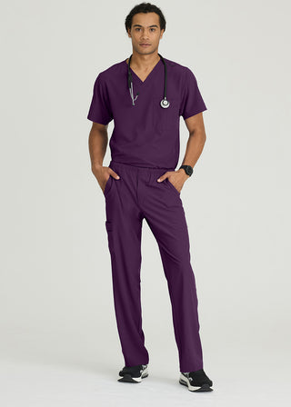 Free Embroidery Men's Structure Crossover V-neck Basic Scrub Top