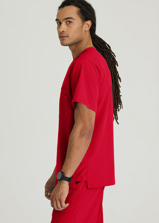 Free Embroidery Men's Structure Crossover V-neck Basic Scrub Top