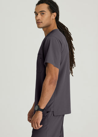 Free Embroidery Men's Structure Crossover V-neck Basic Scrub Top