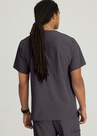 Free Embroidery Men's Structure Crossover V-neck Basic Scrub Top