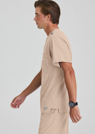 Free Embroidery Men's Structure Crossover V-neck Basic Scrub Top