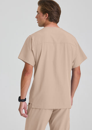 Free Embroidery Men's Structure Crossover V-neck Basic Scrub Top