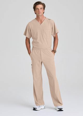 Free Embroidery Men's Structure Crossover V-neck Basic Scrub Top