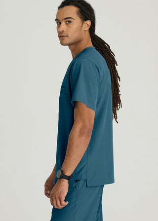 Free Embroidery Men's Structure Crossover V-neck Basic Scrub Top