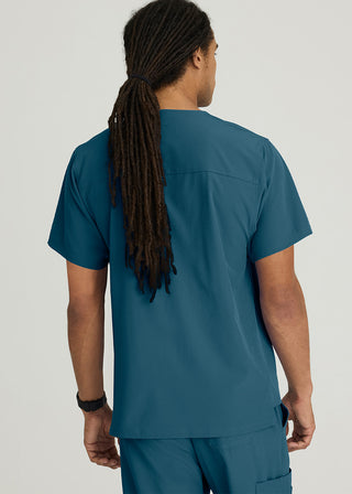 Free Embroidery Men's Structure Crossover V-neck Basic Scrub Top