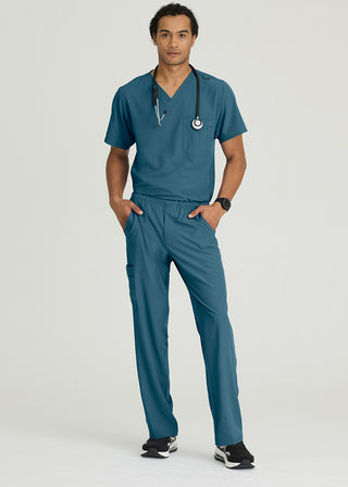 Free Embroidery Men's Structure Crossover V-neck Basic Scrub Top