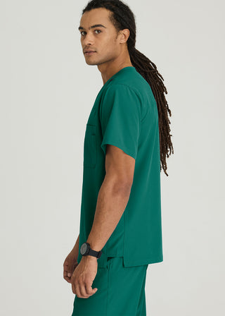 Free Embroidery Men's Structure Crossover V-neck Basic Scrub Top