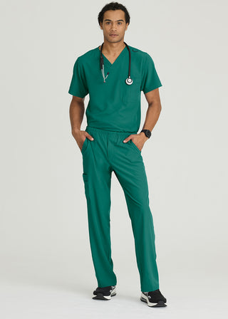 Free Embroidery Men's Structure Crossover V-neck Basic Scrub Top